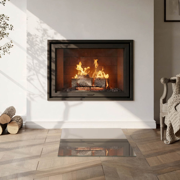 Square glass hearth Color Brown