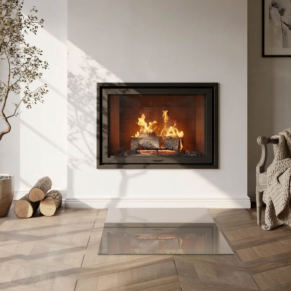 Square glass hearth Color Brown