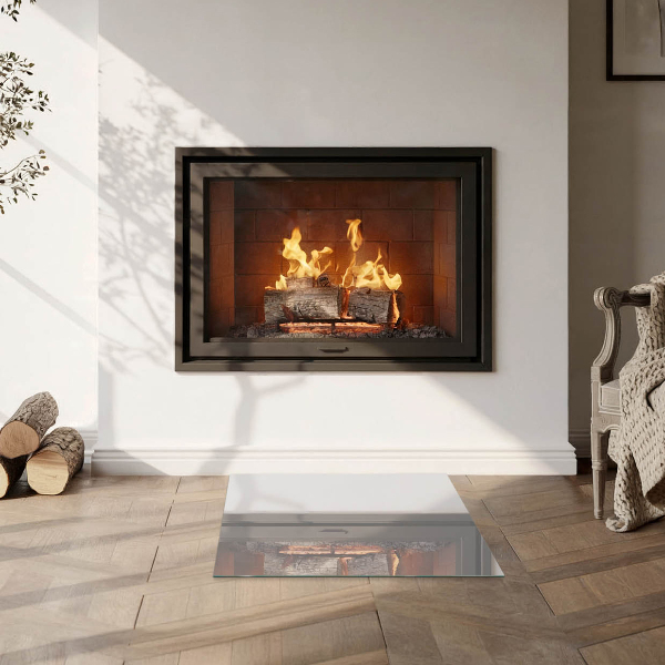 Square glass hearth for wood stove Color Gray