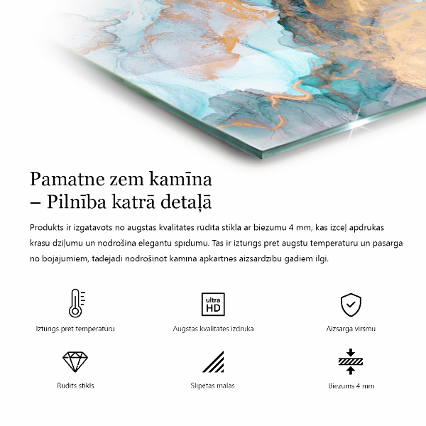 Square glass hearth for wood stove Color Gray