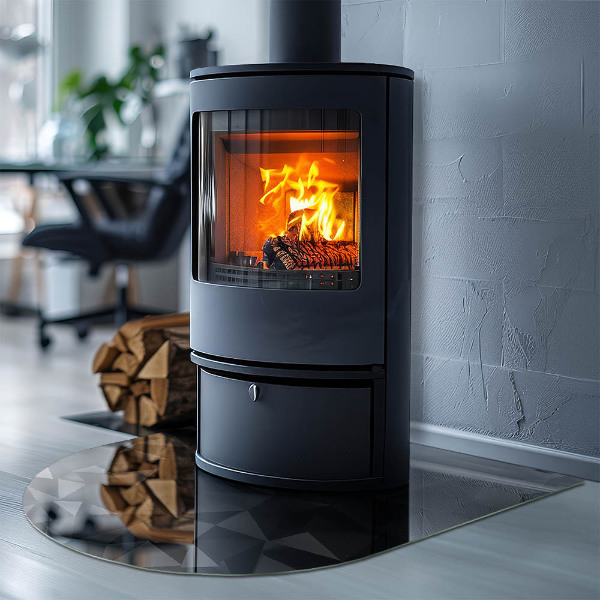 Half-oval tempered glass hearth Three-dimensional geometry