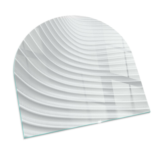 Half-oval glass hearth plate Waves of delicate lines
