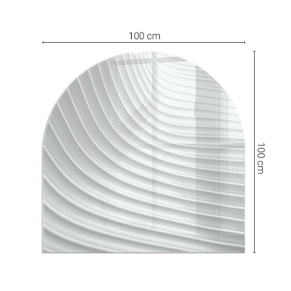 Half-oval glass hearth plate Waves of delicate lines