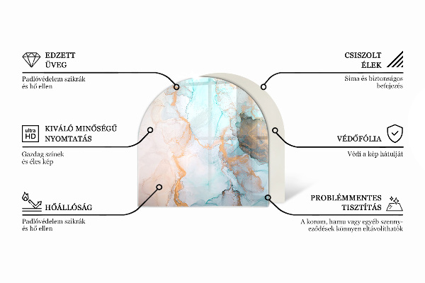 Half-oval toughened glass hearths Concrete texture with effect