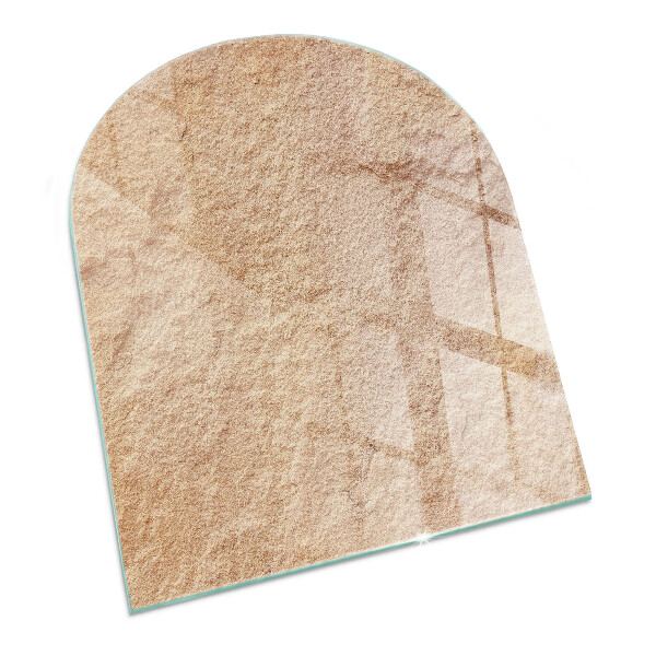 Half-oval glass hearth plate Natural stone texture