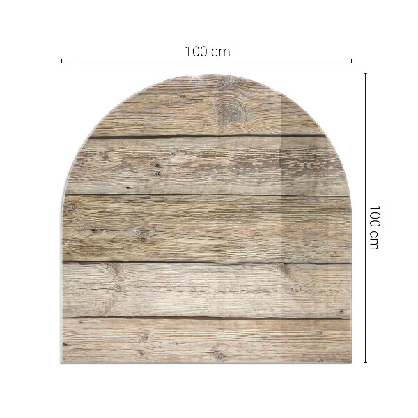Half-oval toughened glass hearths Wooden board in the layout