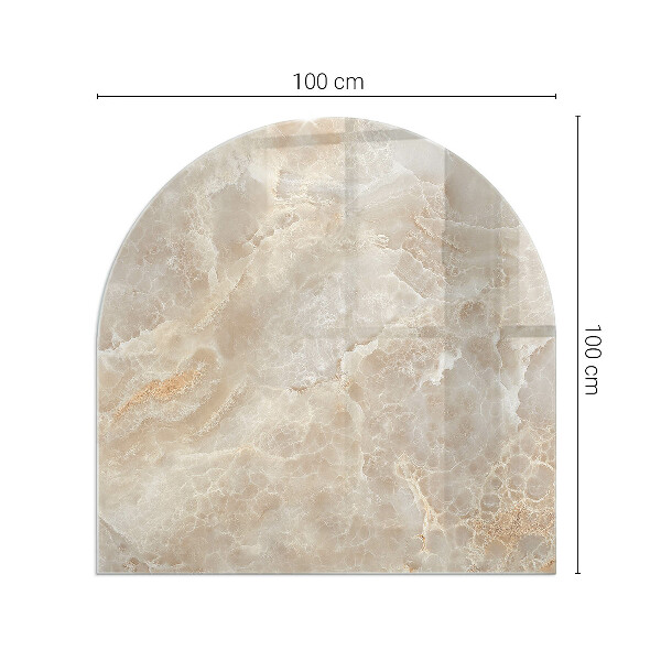 Half-oval glass hearth plate Natural stone pattern