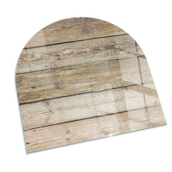 Half-oval tempered glass hearth Texture of wooden boards
