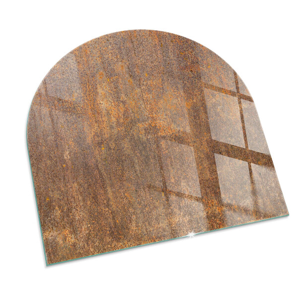 Half-oval tempered glass hearth Rust texture on metal