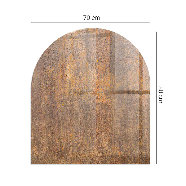 Half-oval tempered glass hearth Rust texture on metal