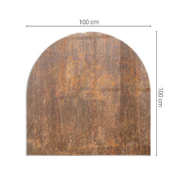 Half-oval tempered glass hearth Rust texture on metal