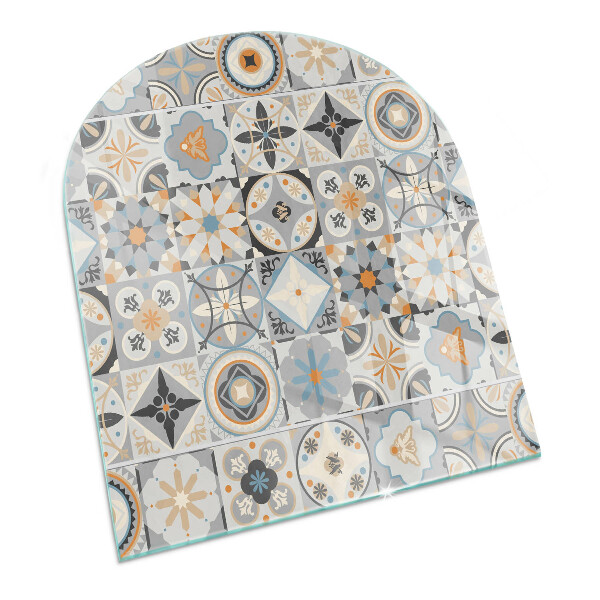 Half-oval tempered glass hearth Mosaic patterns in tiles