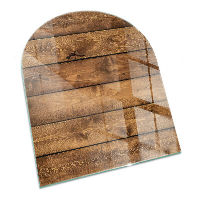 Half-oval tempered glass hearth Wooden board with grain