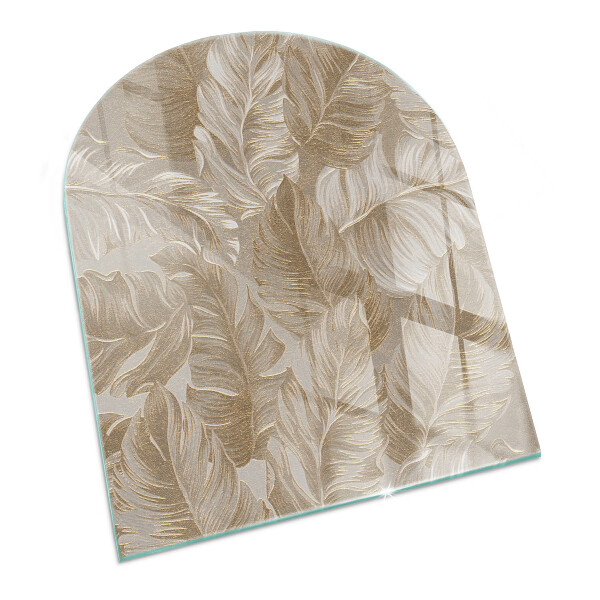 Half-oval toughened glass hearths Leaves in subtle patterns