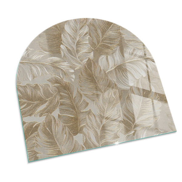 Half-oval toughened glass hearths Leaves in subtle patterns