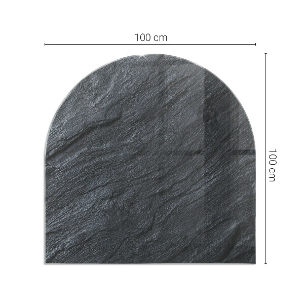 Half-oval tempered glass hearth Stone surface texture