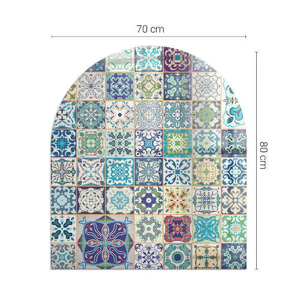 Half-oval tempered glass hearth Mosaic patterns on tiles