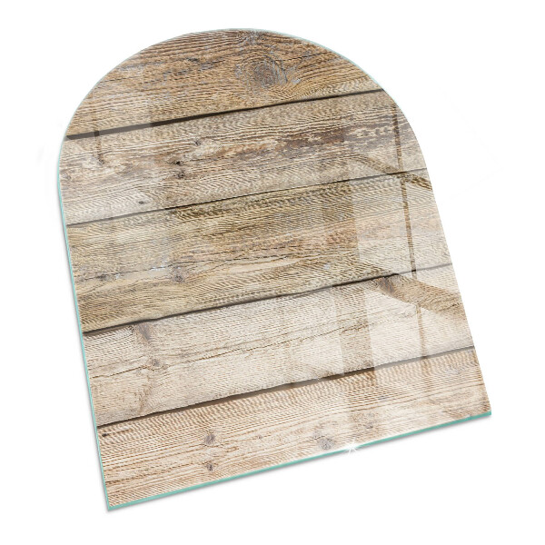 Half-oval glass hearth plate Natural wood boards