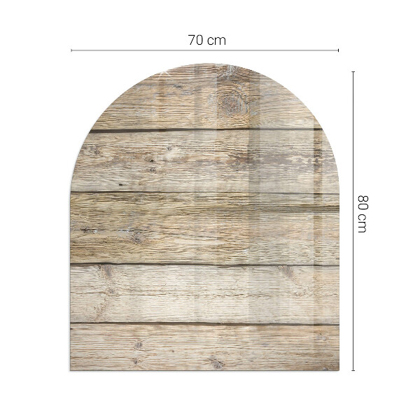 Half-oval glass hearth plate Natural wood boards