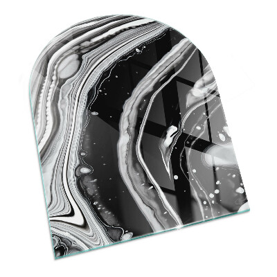Half-oval tempered glass hearth Abstract waves and lines
