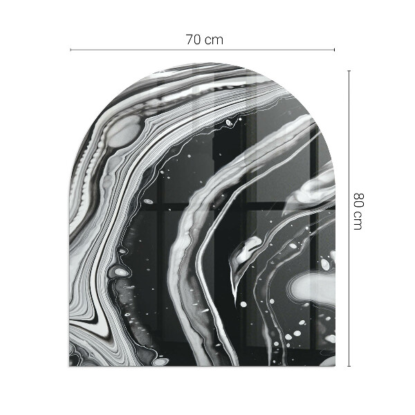 Half-oval tempered glass hearth Abstract waves and lines