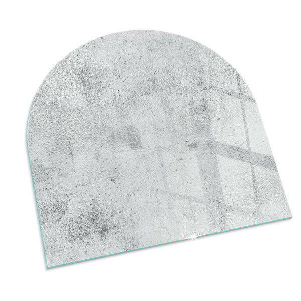 Half-oval glass hearth plate Raw concrete texture