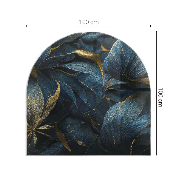 Half-oval toughened glass hearths Elegant leaves in texture