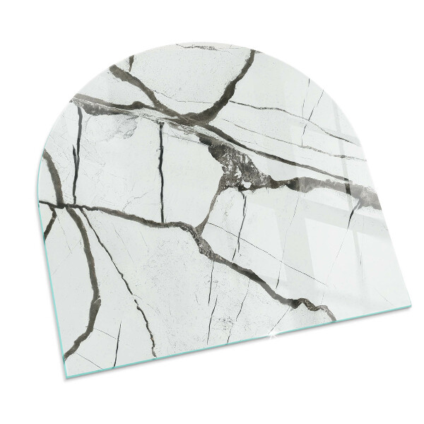 Half-oval glass hearth plate Marble Vein Pattern