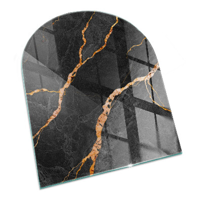 Half-oval tempered glass hearth Elegant marble with veins