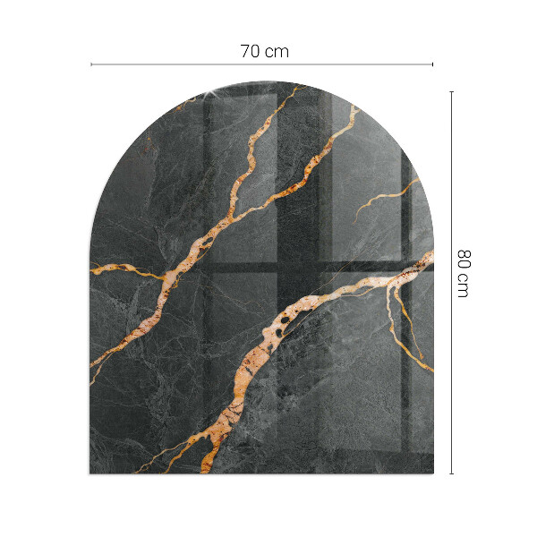 Half-oval tempered glass hearth Elegant marble with veins