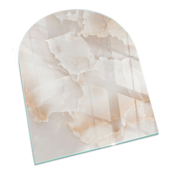 Half-oval glass hearth plate Natural stone pattern