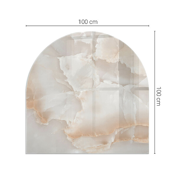 Half-oval glass hearth plate Natural stone pattern