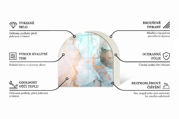 Half-oval toughened glass hearths Abstract marble pattern