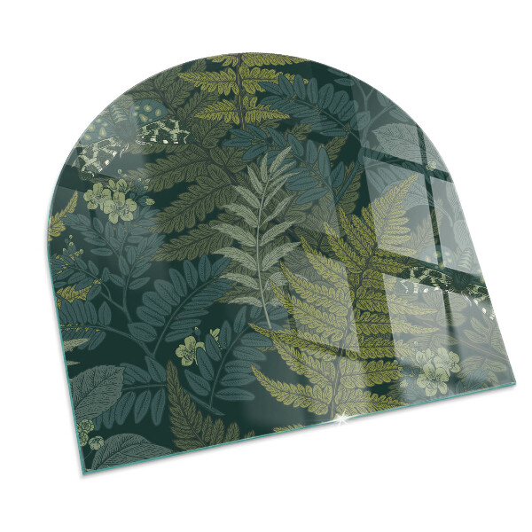 Half-oval glass hearth plate Plant motifs with butterflies