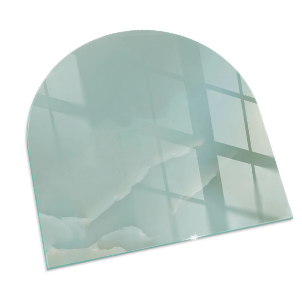Half-oval tempered glass hearth Delicate marble pattern