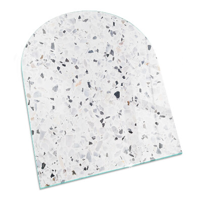 Half-oval tempered glass hearth Stone pattern with particles
