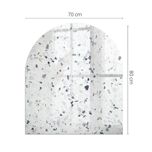 Half-oval tempered glass hearth Stone pattern with particles