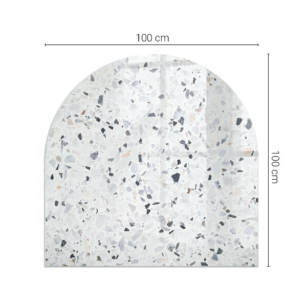 Half-oval tempered glass hearth Stone pattern with particles