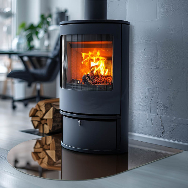 Half-oval tempered glass hearth Color Brown