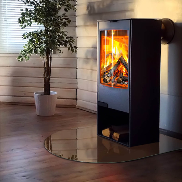 Half-oval tempered glass hearth Color Brown