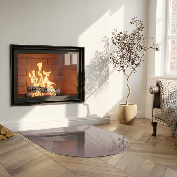 Half-oval tempered glass hearth Color Beige