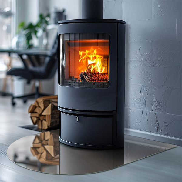 Half-oval toughened glass hearths Color Brown