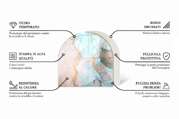 Half-oval glass hearth plate Color Gray-green