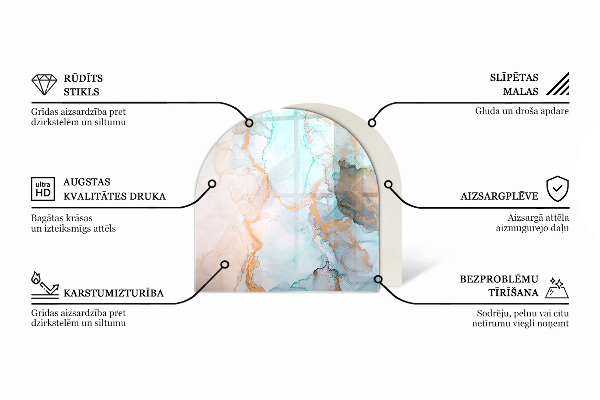 Half-oval tempered glass hearth Color Gray