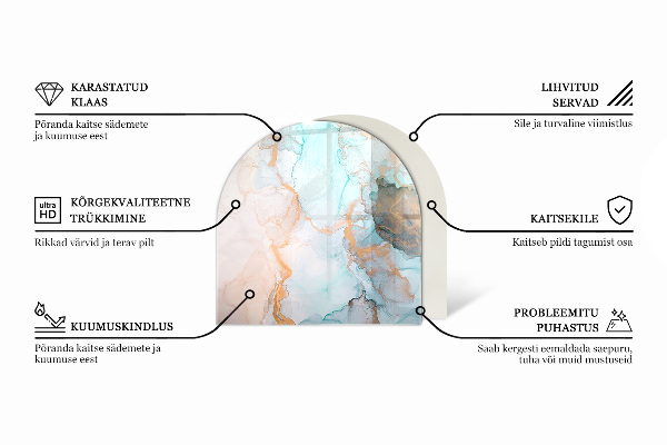 Half-oval toughened glass hearths Color Gray