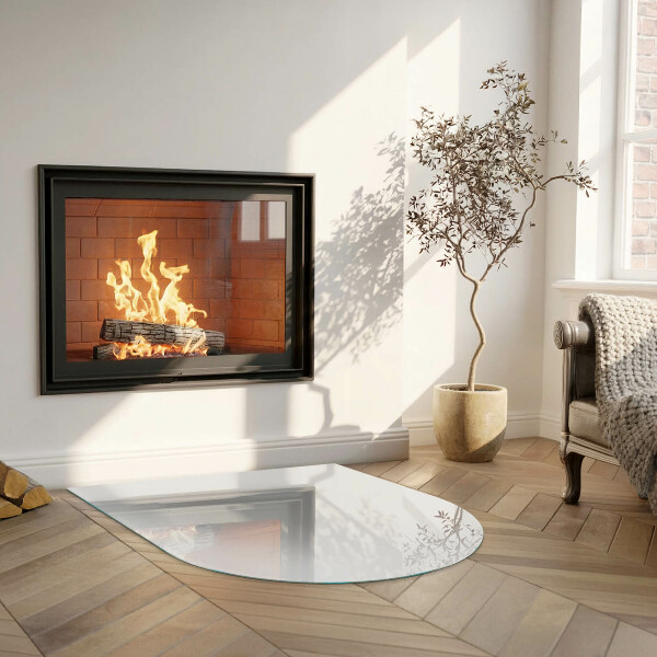 Half-oval toughened glass hearths Color Gray