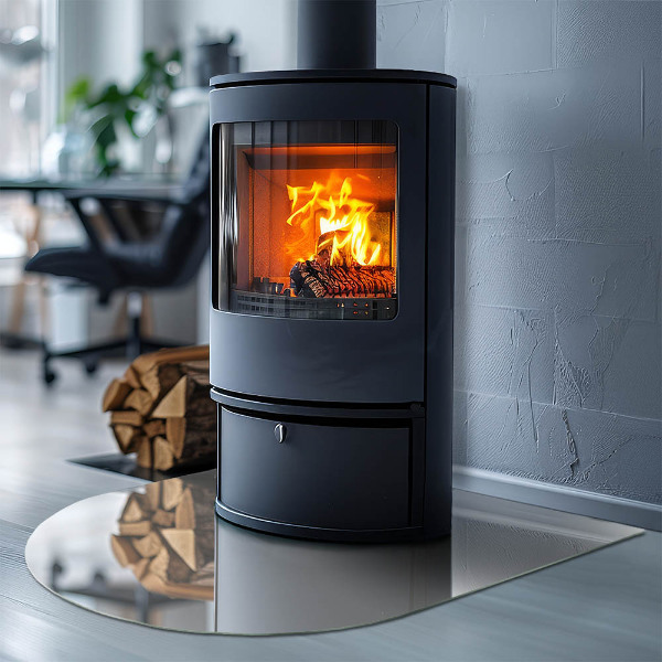 Half-oval glass hearth plate Ivory color