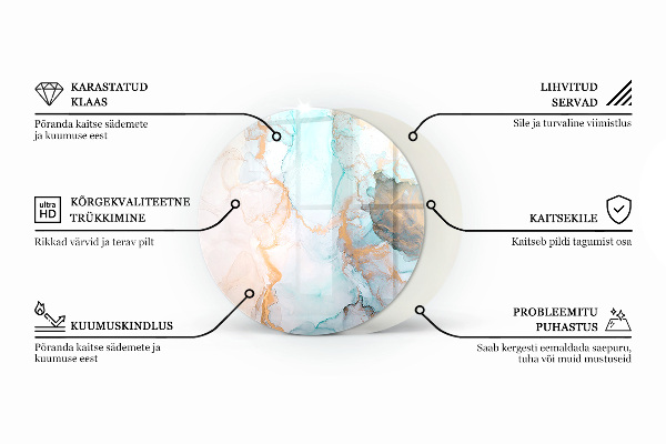 Round glass hearths for wood burners Abstract cloud of solids