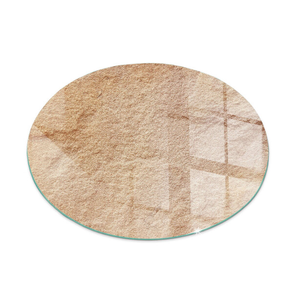 Round glass wood burner hearth Natural stone texture