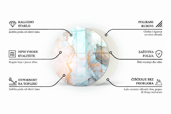 Round glass hearths for wood burners Abstract texture pattern